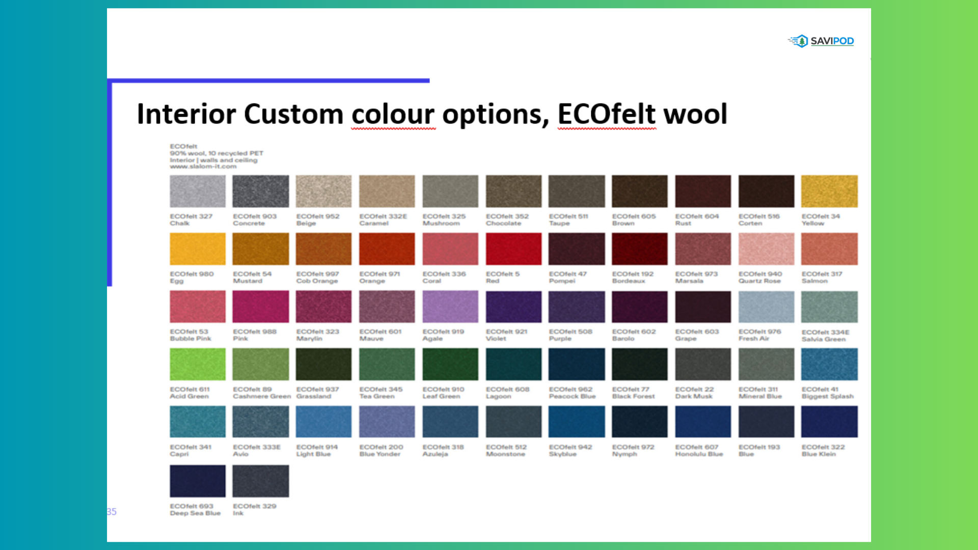 opzioni colori interni